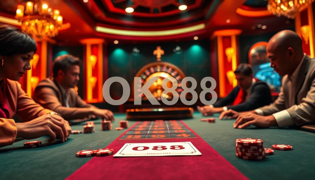 Experience the thrill of high-stakes poker at OK88's vibrant casino scene.